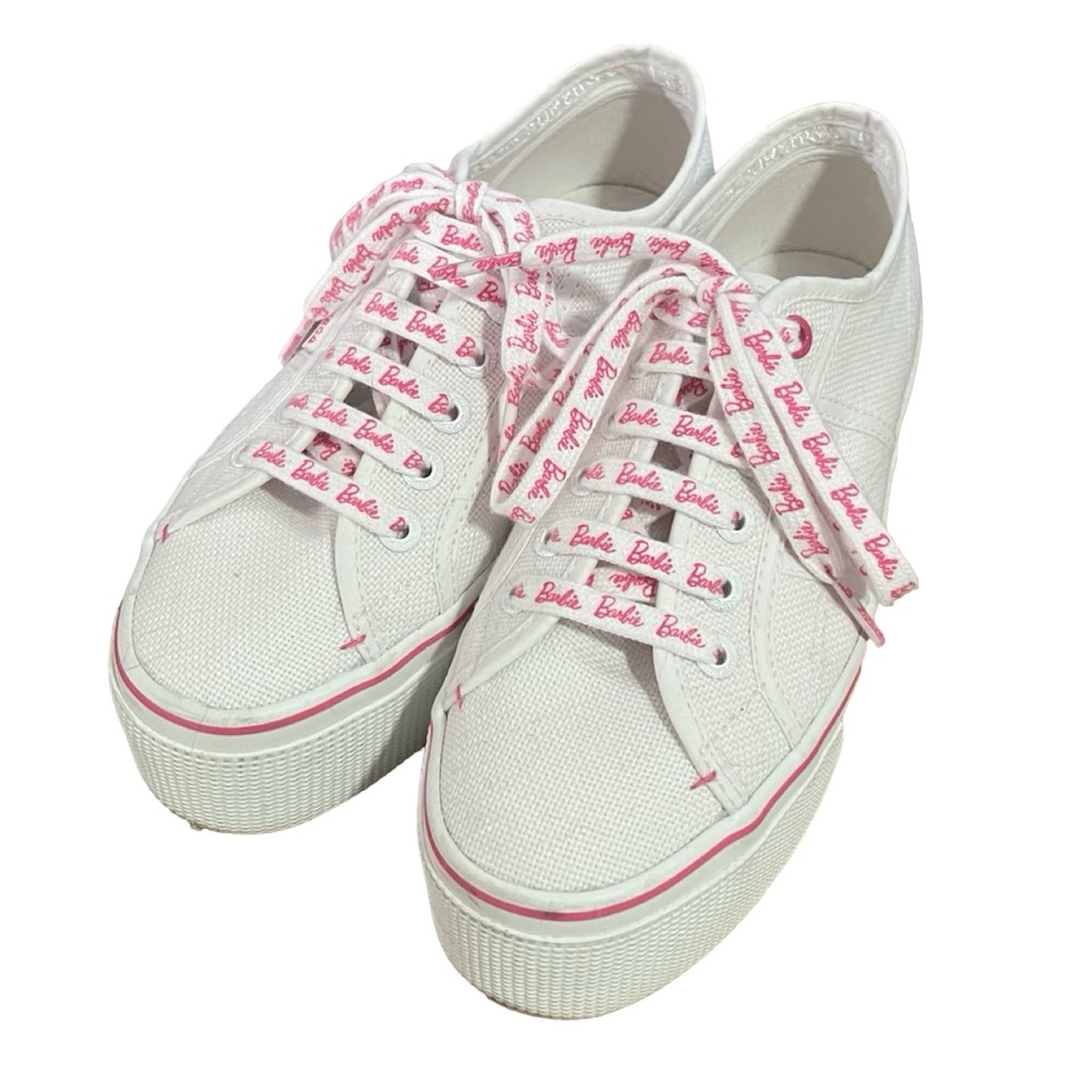 Superga x Barbie White Canvas Sneakers with Pink Accents